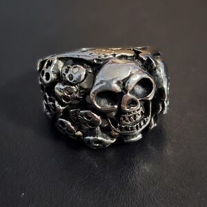 Men's Stainless Steel Cluster Skull Ring Sz 12